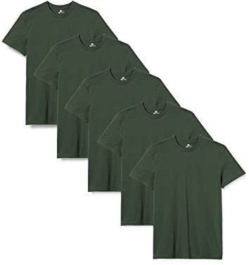 Lower East Camisetas Manga Corta Hombre (5 Pack) de 100% Algodón - Camiseta Hombre Manga Corta, Camisetas Hombre, Camiseta Manga Corta Hombre, T-Shirts Hombre, Camisetas Basicas , Verde Oscuro, L