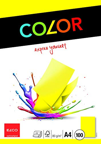 Elco 74616.72 Color Verpackung mit 100 Blatt Büropapier, A4, 80g, intensivgelb, Fenster: nein