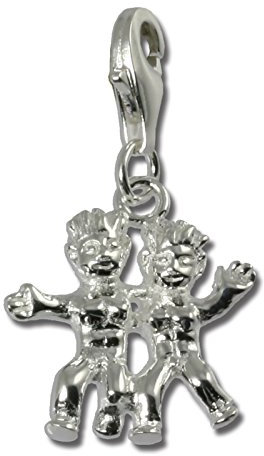 SilberDream 925 Sterling Silber Charm Sternzeichen Zwilling Anhänger für Armband Kette Ohrring FC7106