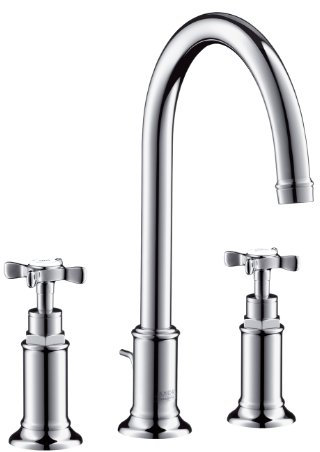 AXOR Montreux 3-Loch Waschtischarmatur, Komfort-Höhe 180mm mit Zugstangen-Ablaufgarnitur, Chrom