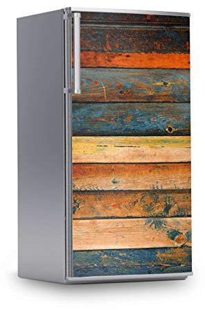 Kühlschrank Möbelfolie I Dekoraufkleber für Kühlschrankfront - Bedruckte Klebe-Folie abwaschbar I Klebefolie Küche - Design: Wooden