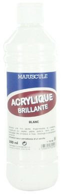 Majuscule-peinture Acrylique Brillante Blanc - Flacon De 500ml [Jouet]