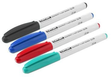 STYLEX 48102 Markierstift, 4er Set, Schwarz, Blau, Rot, Grün, Mit Beveled Tips