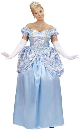 W WIDMANN MILANO Party Fashion - Kostüm blaue Prinzessin, Kleid mit Unterrock, Handschuhe, Tiara, Eisprinzessin, Karneval, Mottoparty