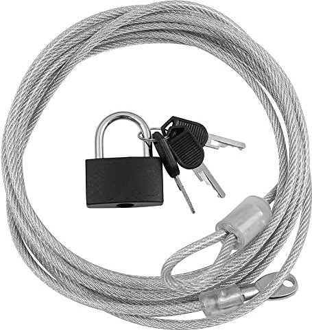 Dekton 4M x 300MM Security Steel Cable & Padlock Set | Heavy Duty Cable with PVC Coating | Includes Steel Padlock | Secure Locking with 3 Keys | Ideal for Laptops, Bikes & Monitors