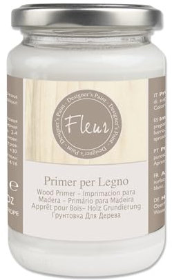 FLEUR DESIGNER'S PAINT | Fondo Acrilico, Adatto per Superfici Porose e Assorbenti, Fleur Primer P01, Legno Muro, Colore Bianco, Made in Italy, Formato 330 ml