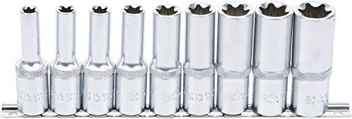 BGS 2026 | Juego de llaves de vaso E-Torx, largas | entrada 12,5 mm (1/2) | E10 - E24 | 9 piezas