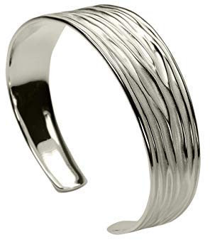 SILBERMOOS Damen Armreif Armspange offen Wellen-Muster matt glänzend 925 Sterling Silber