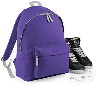Bagbase BG125J Kids Childrens Junior Fashion Backpack - Purple/Light Grey - O/S