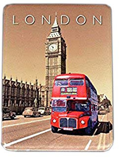 Taschenspiegel, Taschenspiegel, Leder-Optik, mit London-Motiv Big Ben und Bus (Sepia)