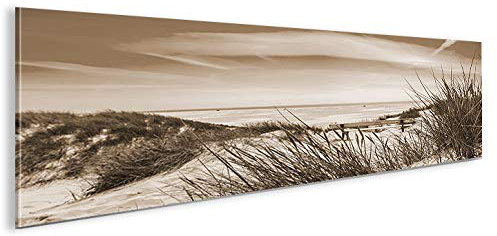 islandburner Bild Bilder auf Leinwand Nordseestrand Sepia Dünen Panorama XXL Poster Leinwandbild Wandbild Dekoartikel Wohnzimmer Marke