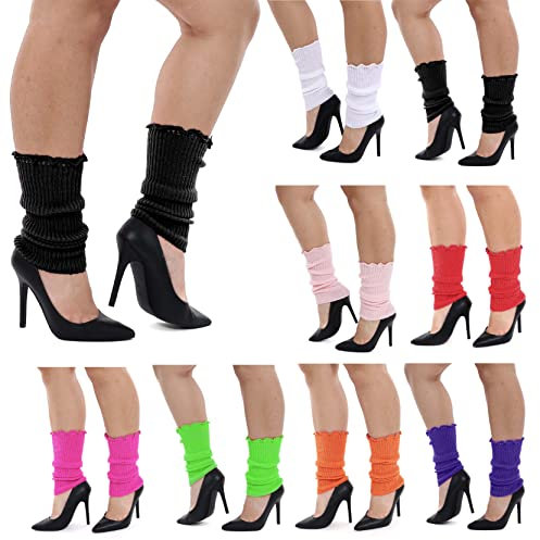 Stulpen für Damen, 80er-Jahre-Kostüm-Accessoire, Popstar-Tänzerin, Neon-Rave-Tanz-Roller, Disco, 80er-Jahre, Schwarz