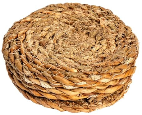 Argon Tableware Round Coasters - 10cm - Pack of 6 - Woven Typha Bar Drink Mat Table Protector Coasters for Kitchen, Home, Bar, Restaurant, Weddings, Events