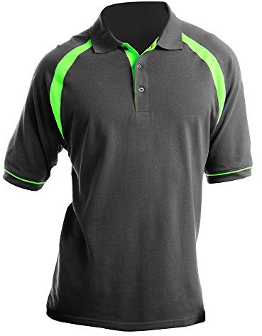 Kustom Kit Oak Hill Mens Short Sleeve Polo Shirt (S) (Charcoal/ Lime)