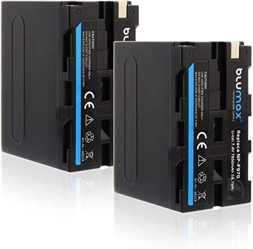 2X Blumax Akku kompatibel mit Sony NP-F970 / NP-F960 / NP-F750 / NP-F550 / NP-F570 | 7850mAh mit LG Zellen - (Blackmagic NP-F570) - auch für Diverse Blitzgeräte Videoleuchten Fieldmonitore