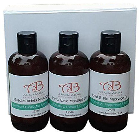 Winter Massageöl Geschenkset (3 x 125ml) Erkältung & Grippe, Muskel Schmerzen & Schmerzen und Gelenke Ease