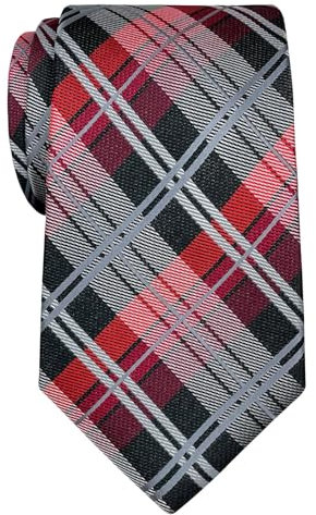 Retreez Herren Gewebte Krawatte Elegante Tartan Plaid Karo 8 cm - schwarz und rot