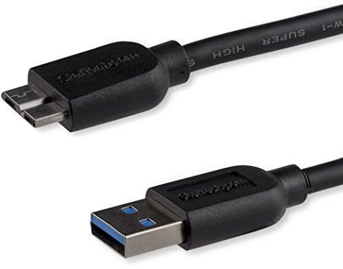 StarTech.com Câble SuperSpeed USB 3.0 slim A vers Micro B de 0,5 m - Cordon USB A vers Micro B - Mâle / Mâle - Noir (USB3AUB50CMS)
