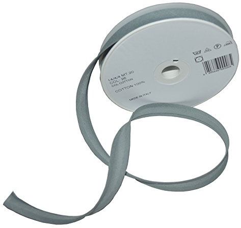 Inastri 14/ 4/ 4 mm Cotton Bias Binding, Grey (Mid Grey) 26