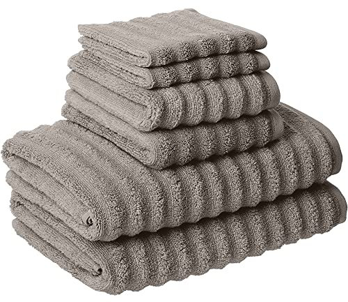 Luxury Spa Collection | 6-Piece Ultra Soft Quick-Dry 550GSM 100% Combed Cotton Wavy Towel Set by Amrapur Overseas [Grey]