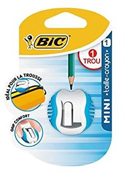 BIC Mini Grip Pencil Sharpener 1 Hole Random Colour