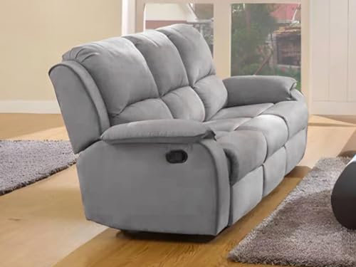 Vente-Unique - Relaxsofa 3-Sitzer - Microfaser - Grau - Hernani