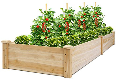 GIANTEX Raised Garden Bed Wood Planter Box Elevated Planting Container for Vegetable Flower Planter Raised Beds Outdoor Garden Bed for Backyard Patio Lawn Balcony Easy Assembly 97x25x10
