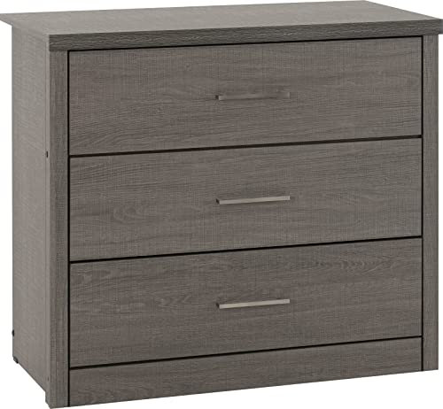 Seconique Lisbon 3 Drawer Chest in Black Wood Grain