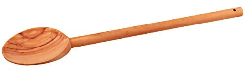 FACKELMANN Nature Cooking Spoon, Olive Wood, Eco Friendly, Stirring & Mixing Spoon, Serving & Salad Wooden Spoon, 31x8x1.5cm, Natural Colour/Brown