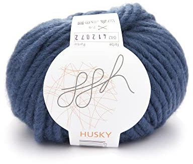 ggh Husky | Schurwolle Mischung | 50g Wolle zum Stricken oder Häkeln | Dicke Wolle | Farbe 042 - Ozeanblau