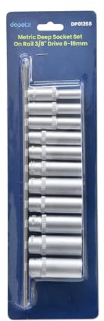 Dapetz® 11PCS 3/8 Deep Impact Socket Set – Metric CRV Steel 8-19mm Long Reach Sockets on Rail for Nuts & Bolts – Durable Universal 3/8 Socket Set, Ideal for Impact Sockets & Wrenches