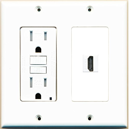 RiteAV Wandplatte (2-fach, 15 A, GFCI Steckdose, HDMI) Weiß