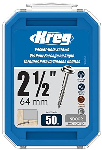 Kreg 2 – 1/2 tornillos de cabeza de arandela y rosca gruesa resistente a la intemperie