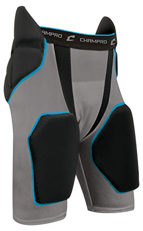 Champro Tri-Flex Integrated Football Girdle with Built in Hip-Tail And Thigh Pads, Black