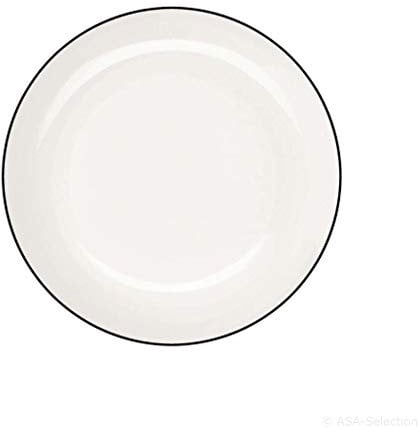 ASA à Table Ligne Noire Dessertteller aus Fine Bone China in der Farbe Weiß mit schwarzer Linie Handbemalt, Maße: 14,5cm x 14,5cm, 1906113
