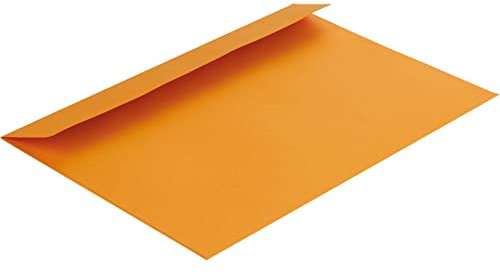 100 Stück, Farbige Briefumschläge, DIN C5, Haftklebung mit Abziehstreifen, Gerade Klappe, 130 g/qm Colorista, Ohne Fenster, Orange, Blanke Briefhüllen