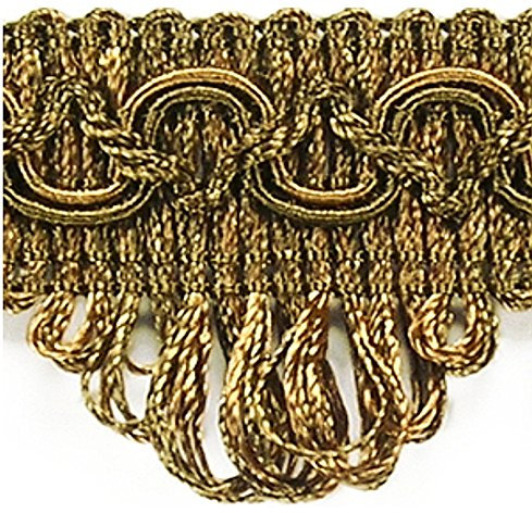 (DE) 20,0 m Posamentenborte Breite 35 mm Farbe Bronze/Hellbraun Dekoborte Bordüre Borte mit Posamenten Fransen Brokat Spitze Bordüre Antik Jugendstil Barock