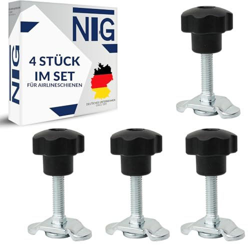 4 Stück Single Schraubfitting für Airlineschiene Zurrschiene mit Sterngriff M8x45 500 daN Endbeschlag verzinkt