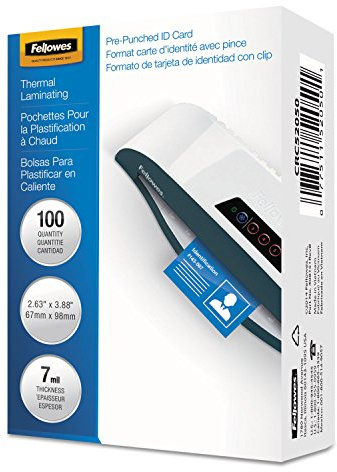 Fellowes Laminierfolien, Thermal, ID Tag gelocht, 7 Mil, 100 Stück (52050), transparent