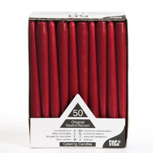 PAPSTAR Spitzkerze - Bordeaux - Durchm. 22 mm x Höhe: 250 mm - 50 Stück/Karton