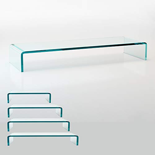 bijon TV Aufsatz Glas Bildschirm-Erhöhung | PC Monitor-Erhöhung, Schreibtisch-Aufsatz für Laptop Erhöhung, Monitor-Erhöhung | (B/T/H) 1100x300x130mm - klar