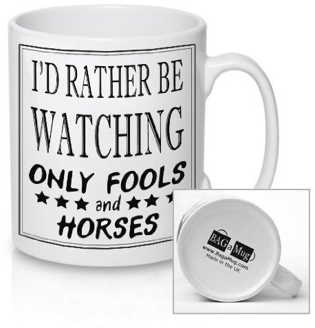 I'd Rather be Watching ONLY Fools and Horses Black and White New Quick and Easy Personalised Office Vintage Style Ceramic Tea and Coffee Mug