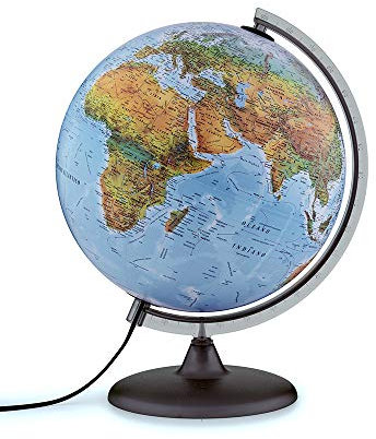 Tecnodidattica Atmosphere B2 - Mappamondo con doppia cartografia Fisico/Politica, mappamondo classico e accurato in lingua italiana, Diametro 30 cm