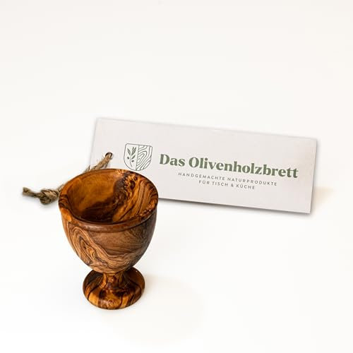 DAS OLIVENHOLZBRETT® Eierbecher aus Olivenholz/klassisch/handgefertigt und handgedreht / 8cm hoch