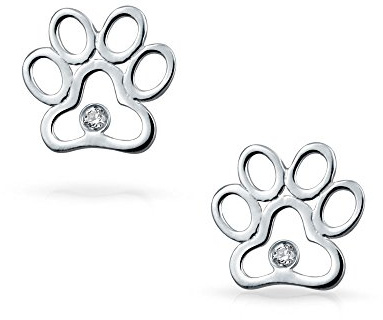 Bff Ausschnitt Offener Tierliebhaber Haustier Hund Katze Pfotenabdruck Hängende Ohrstecker Für Frauen Welpe Kubikzirkonia .925 Sterlingsilber Klappverschluss Druckverschluss