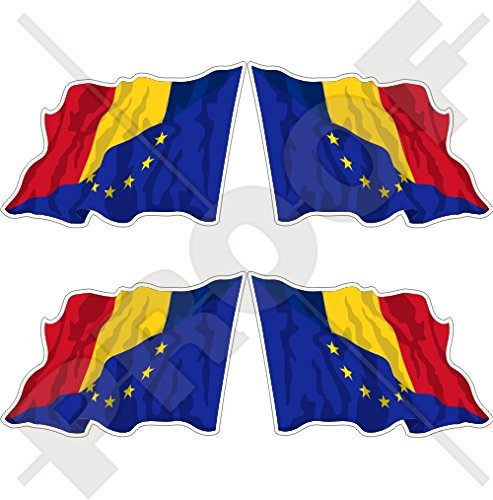 EU-RO Europäische Union-Rumänien, 50 mm, Vinyl-Aufkleber für Stoßstangen, 4 Stück (links rechts)