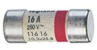 Legrand LEG11616 Box of 10 Domestic Cylindrical Fuses without Indicator 10.3 x 12.8 mm 16 A