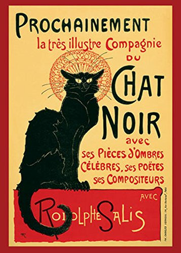 Steinlen, Theophile - Tournee du Chat Noir - Werbe-Plakat Werbe-Poster Schwarze Katze - Grösse 61x91,5 cm + Wechselrahmen, Shinsuke® Maxi Aluminium Silber, Acryl-Scheibe