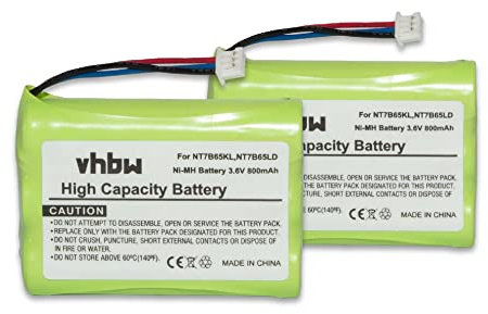 vhbw 2X Akku kompatibel mit Avaya WT9620, 20DT schnurlos Festnetz Telefon (800 mAh, 3,6 V, NiMH)