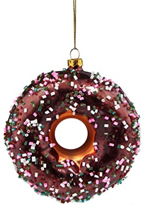 BUTLERS Weihnachtsbaumkugel Donut Christbaumschmuck Glas Braun -Hang ON- Weihnachten Baumkugeln Donut Figur Anhänger | Tannenbaum Deko & Weihnachtsdeko